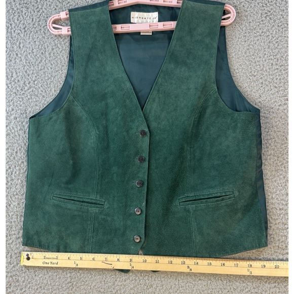 Highgate Ltd Mens Suede Leather Vest Green Front Size M - Picture 13 of 13